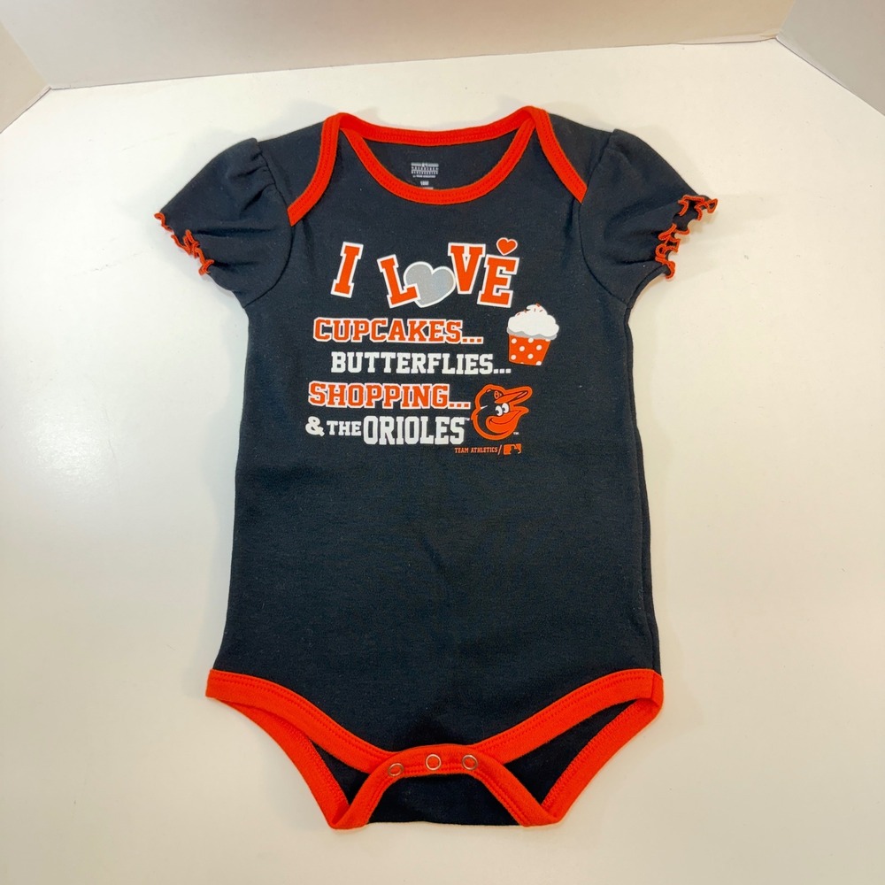 Baltimore Orioles MLB Team Athletics Bodysuit Baby Girls 18M Black One Piece